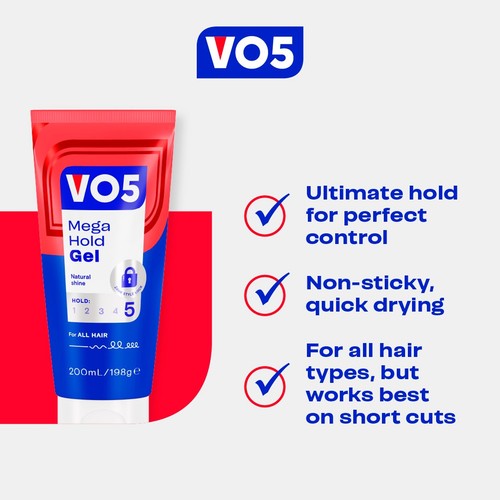 VO5 Mega Hold Styling Gel 200ml thumbnail 5