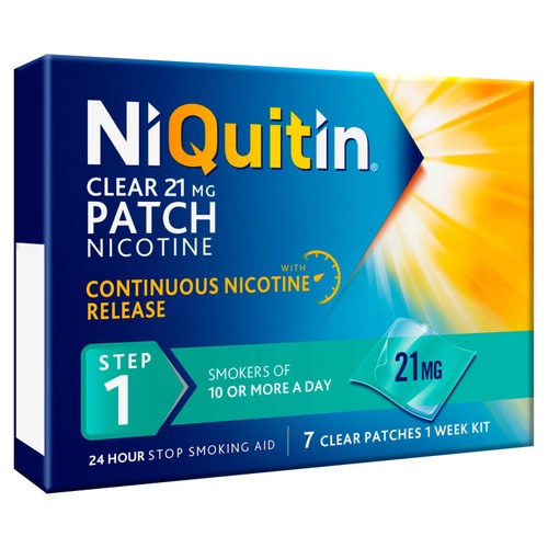 NiQuitin Clear Patch -Step 1 21mg, 7 Nicotine Patches - Stop Smoking Aid