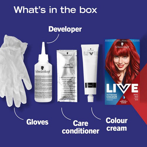 Schwarzkopf LIVE Intense Colour Permanent Red Hair Dye 035 Real Red thumbnail 5