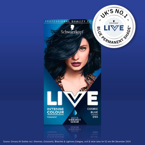 Schwarzkopf LIVE Intense Colour Permanent Blue Hair Dye 090 Cosmic Blue thumbnail 6