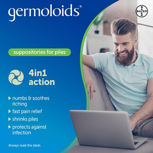 Germoloids Haemorrhoid Suppositories, Piles Treatment with Anaesthetic  thumbnail 3