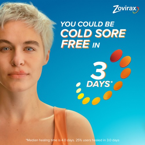 Zovirax Cold Sore Treatment Cream with Aciclovir Tube thumbnail 3