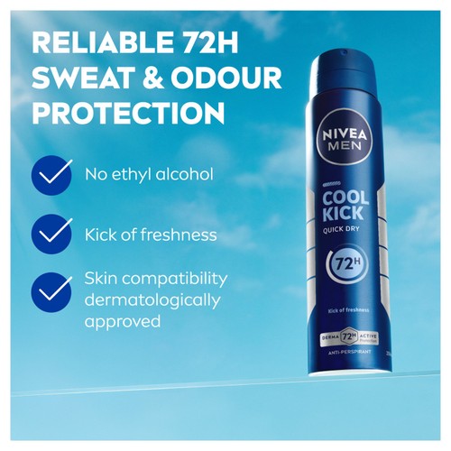 NIVEA MEN Cool Kick 72h Anti-Perspirant Deodorant Spray thumbnail 3