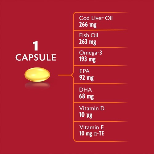 Seven Seas Cod Liver Oil High Strength Gelatine Free Omega-3 60 Caps thumbnail 3
