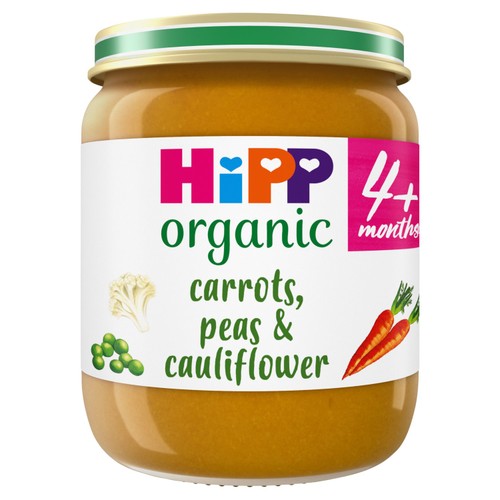 HiPP Organic Carrots Cauliflower & Peas Baby Food Jar 4+ Months 125g