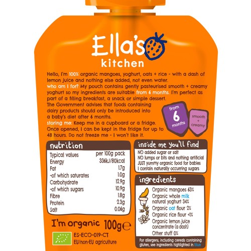 Ella's Kitchen Mango Baby Brekkie Baby Food Breakfast Pouch 6+ Months thumbnail 2