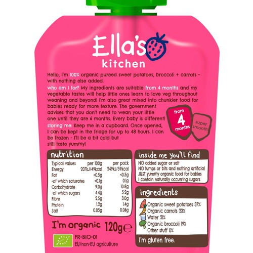 Ella's Kitchen Sweet Pot, Broccoli and Carrots Baby Food Pouch 4+ Months thumbnail 2