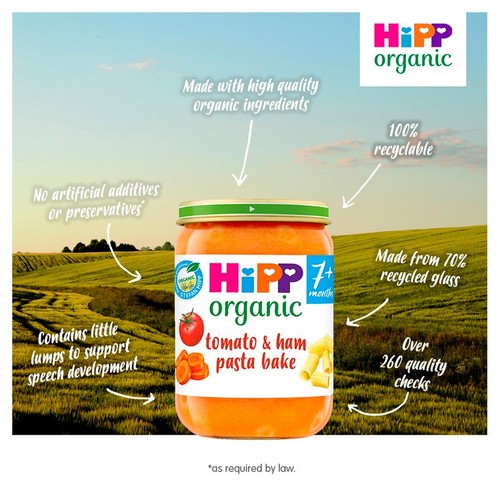 HiPP Organic Tomato & Ham Pasta Bake Baby Food Jar 7+ Months  thumbnail 4