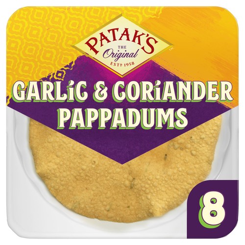 Patak's Garlic & Coriander Pappadums 8 pack