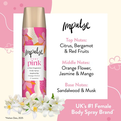 Impulse Very Pink Body Spray Deodorant thumbnail 4