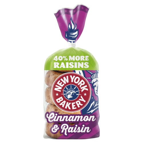New York Bakery Co. Cinnamon & Raisin Bagels 5 Pack