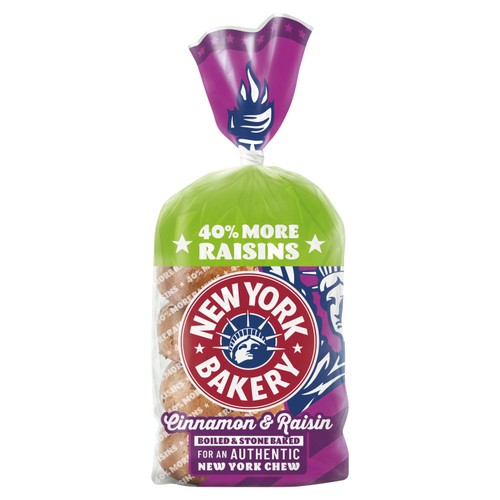 New York Bakery Co. Cinnamon & Raisin Bagels 5 Pack thumbnail 2