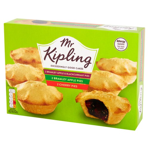 Mr Kipling Apple, Blackcurrant & Cherry Fruit Pies Cakes 6pk thumbnail 4