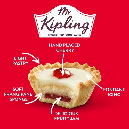 Mr Kipling Cherry Bakewell Tarts Cakes 6 Pack thumbnail 2