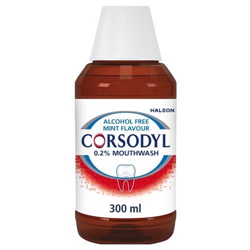Corsodyl Medicated Antibacterial Mouthwash Mint, Alcohol Free, 300ml