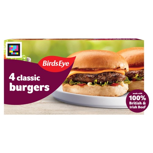 Birds Eye 4 Classic Beef Burgers with Onion 227g