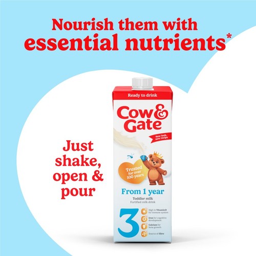 Cow & Gate Toddler Ready to Drink Liquid Milk Formula 1-3 Years 1L thumbnail 2