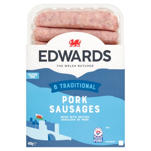 Edwards 6 Traditional Pork Sausages   400g