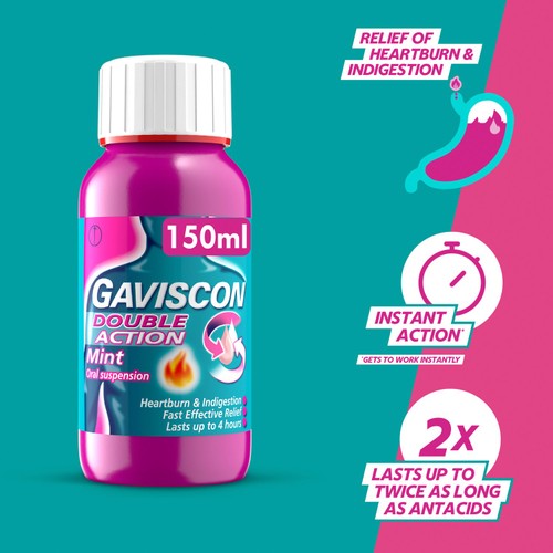 Gaviscon Double Action Heartburn & Indigestion Liquid Mint Flavour thumbnail 5