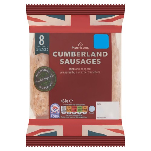 Morrisons Butcher's Style 8 Thick Cumberland Sausages 454g