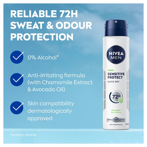 NIVEA MEN Sensitive Protect 72h Anti-Perspirant Deodorant Spray thumbnail 3