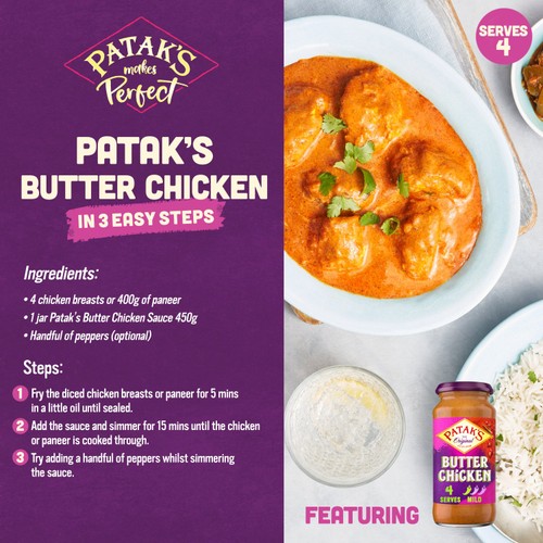 Patak's Butter Chicken Indian Curry Cooking Sauce 450g thumbnail 3