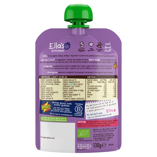 Ella's Kitchen Organic Chicken Roast Dinner Baby Food Pouch 7+ Months  thumbnail 2