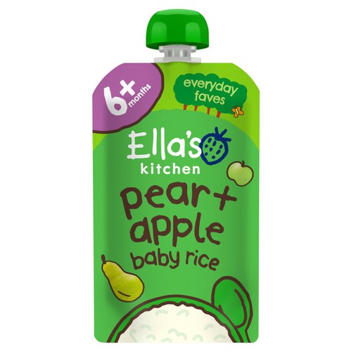 Ella's Kitchen Pear and Apple Baby Rice Baby Food Pouch 4+ Months 