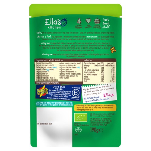 Ella's Kitchen Organic Spag Bol with Cheese Baby Food Pouch 10+ Months 190g thumbnail 2
