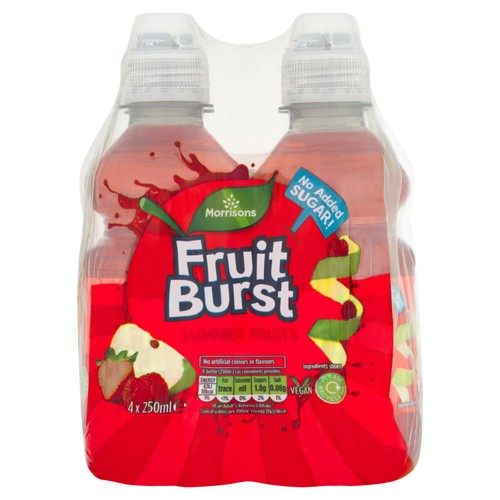 Morrisons No Added Sugar Fruit Burst Summer Fruits 4 x 250ml
