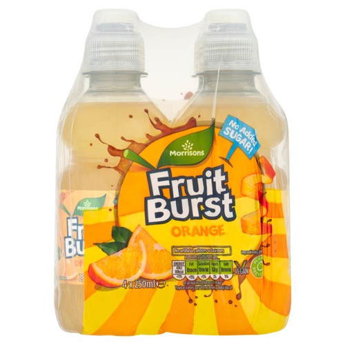 Morrisons No Added Sugar Fruit Burst Orange 4 x 250ml