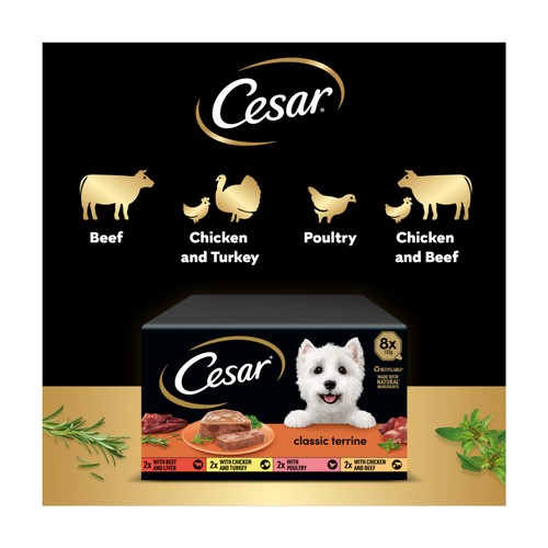 Cesar Classics Terrine Wet Dog Food Trays Mixed In Loaf 8 x 150g thumbnail 2