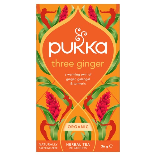 Pukka Three Ginger, Organic Herbal Tea with Galangal & Turmeric, 20 Sachets thumbnail 2