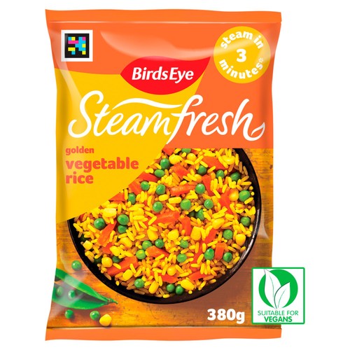 Birds Eye Steamfresh 2 Golden Vegetable Rice Steam Bags 380g