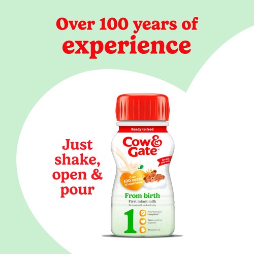 Cow & Gate 1 First Infant Baby Milk Formula Liquid Ready to Feed from Birth thumbnail 2