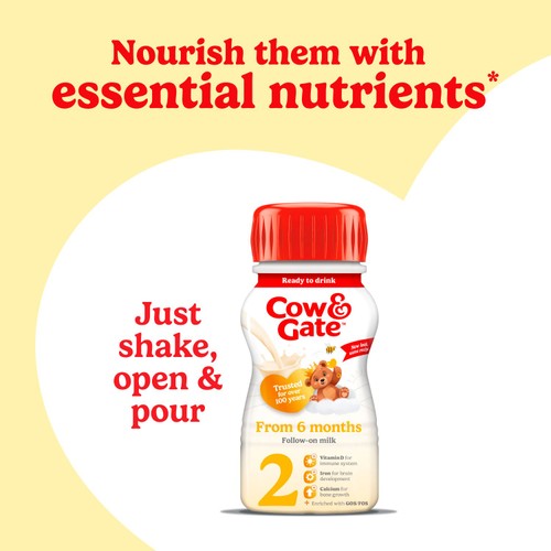 Cow & Gate 2 Follow On Baby Milk Formula Liquid Ready to Feed 6-12 Months thumbnail 2