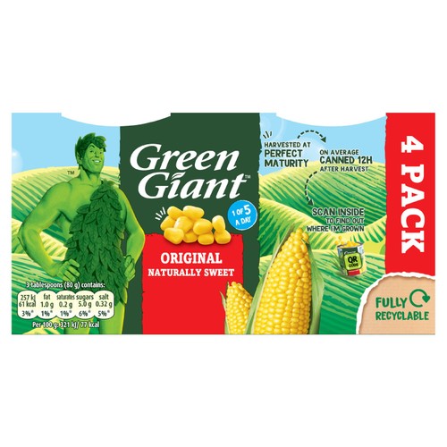 Green Giant Original Sweetcorn (4x198g) thumbnail 2