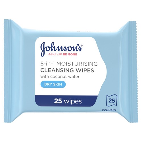 JOHNSON'S Make-Up Be Gone 5-in-1 Moisturising Wipes, 25 Wipes