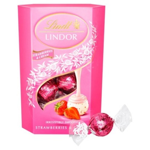 Lindt Lindor Strawberries & Cream Chocolate Truffles Box 200g thumbnail 2