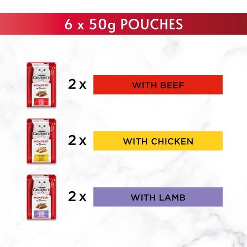 Gourmet Mon Petit Meaty Variety Beef, Chicken, Lamb Wet Cat Food thumbnail 4