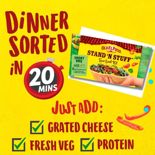 Old El Paso Stand 'N' Stuff Smoky BBQ Taco Boat Kit 350g thumbnail 4