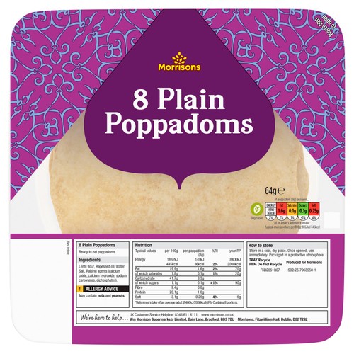 Morrisons Poppadoms Plain