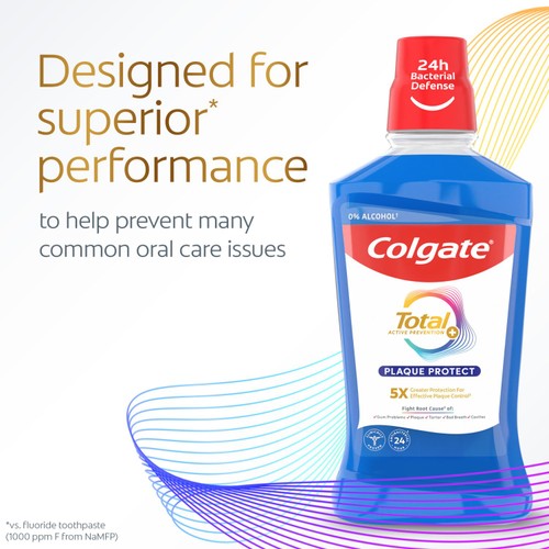 Colgate Total Plaque Protect Peppermint Mouthwash 500ml thumbnail 2