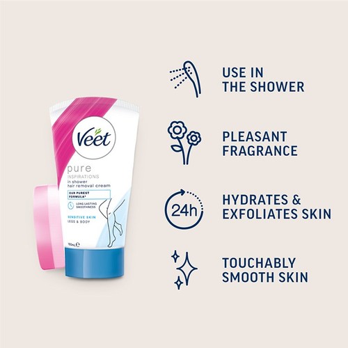 Veet In Shower Hair Removal Cream Body & Legs for Sensitive Skin thumbnail 3