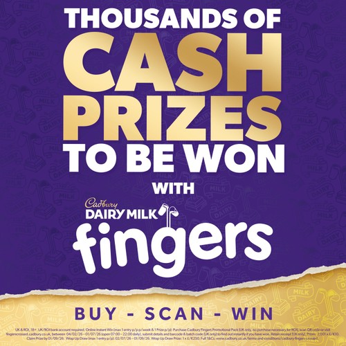 Cadbury Dairy Milk Fingers Milk Chocolate Covered Biscuits thumbnail 2