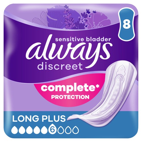 Always Discreet Incontinence Pads+ Long Plus Sensitive Bladder 8 pack