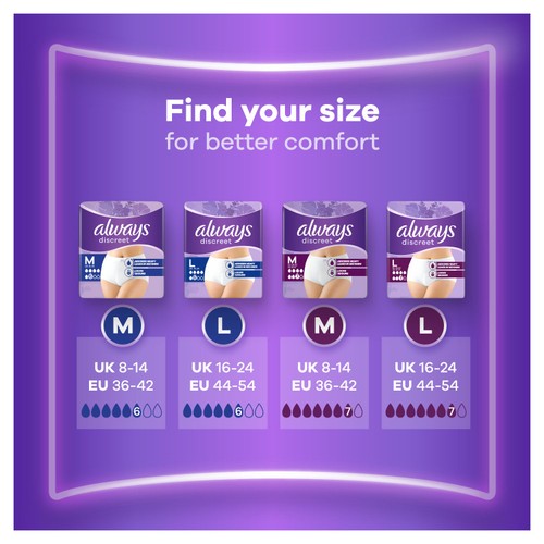 Always Discreet Underwear Incontinence Pants Normal Medium 12 pack thumbnail 4
