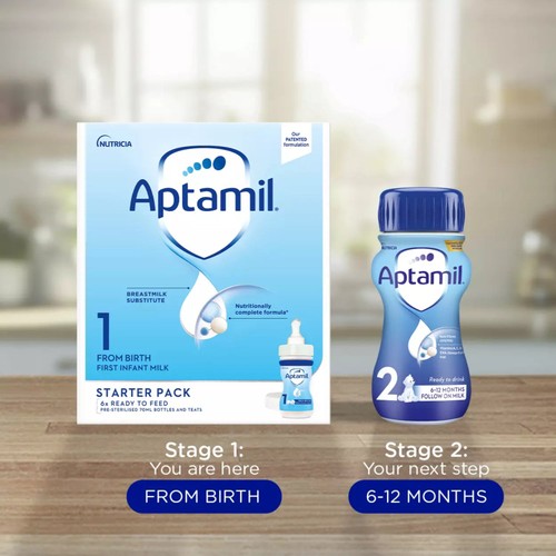 Aptamil 1 First Infant Baby Milk Formula Liquid Starter Pack from Birth thumbnail 2