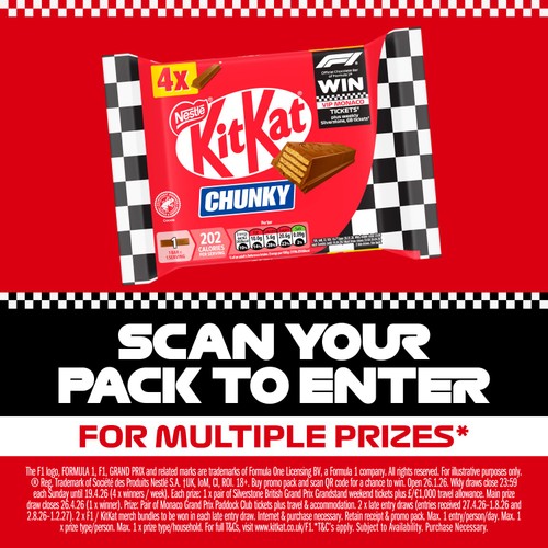 Kit Kat Chunky Milk Chocolate Bar Multipack 4 Pack thumbnail 3