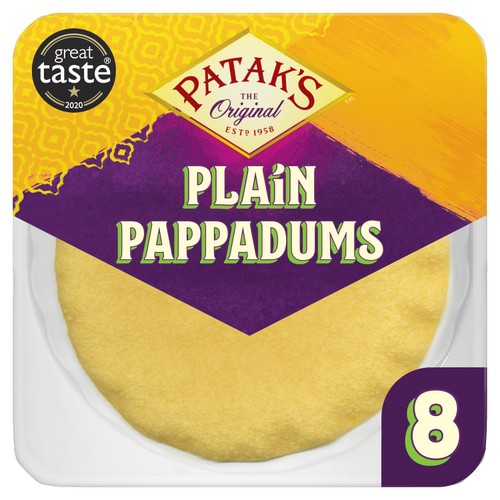 Patak's Plain Pappadums 8 pack